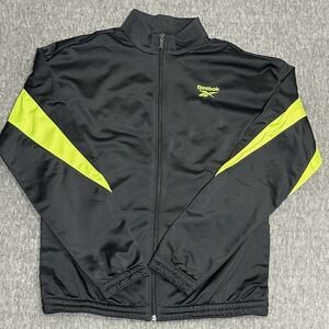 REEBOK MENS VECTOR TRACK JACKET SIZE M BLACK / LASLIM‎